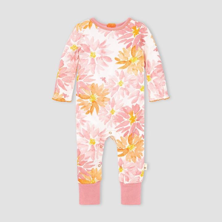Burt's Bees Baby Baby Girls' Organic Cotton Autumn Picks Jumpsuit - Off-white/pink 6m, Beige/pink/white