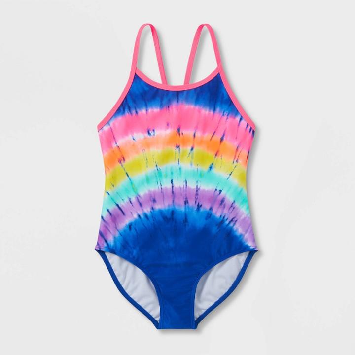 Girls' Rainbow Tie-dye One Piece Swimsuit - Cat & Jack