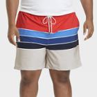 Men's Big & Tall 7 Americana Twist Swim Trunks - Goodfellow & Co 5xl, Blue/beige/pink