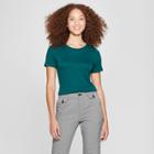 Women's Short Sleeve Fitted Crew T-shirt - A New Day Dark Green