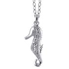 Target Women's Sterling Silver Accent Round-cut White Diamond Pave Set Seahorse Pendant - White