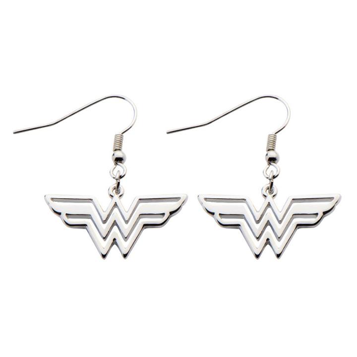 Women's Dc Comics Wonder Woman Stainless Steel (silver) Cut Out Dangle Earrings