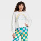 Grayson Threads Women's Lucky Rainbow Graphic Sweatshirt - White