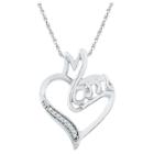 Target Diamond Accent Round White Diamond Prong Set Mom In Heart Pendant In Sterling Silver, Women's