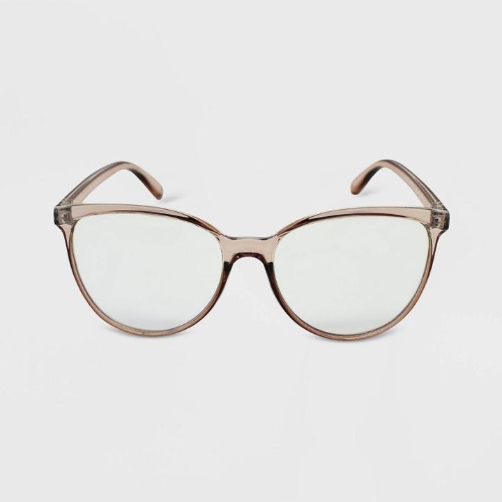 Women's Crystal Oversized Cateye Blue Light Filtering Glasses - Wild Fable Brown