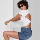 Women's Short Sleeve Twist Open Back Baby T-shirt - Wild Fable White