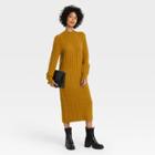 Women's Long Sleeve Ribbed Knit Sweater Dress - A New Day Olive
