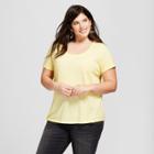 Women's Plus Size Scoop Neck Short Sleeve T-shirt - Ava & Viv Yellow