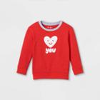 Toddler Boys' Valentine's Day 'love You' Fleece Crew Neck Sweatshirt - Cat & Jack Heathered Red