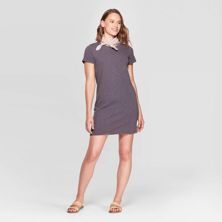 Women's Short Sleeve Crewneck T-shirt Dress - Universal Thread Zodiac Night