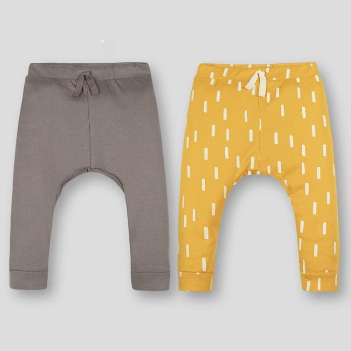 Lamaze Baby Organic Cotton 2pk Raindrop Harem Pants - Honey Yellow Newborn