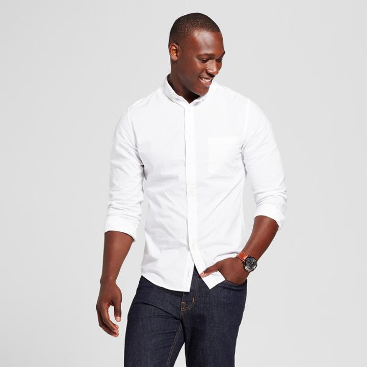 Men's Slim Fit Northrop Poplin Button-down Shirt - Goodfellow & Co White