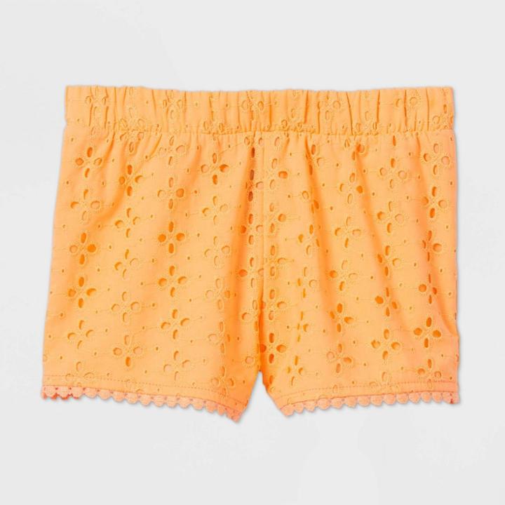 Toddler Girls' Woven Eyelet Hem Shorts - Art Class Peach