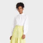 Women's Bishop Long Sleeve Button-down Shirt - Who What Wear White