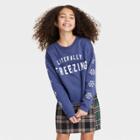 Girls' Holiday Crewneck Sweatshirt - Art Class Navy Blue