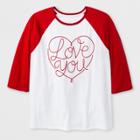 Shinsung Tongsang Women's Plus Size 3/4 Sleeve 'love You' Baseball T-shirt - White