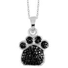 Target Women's Sterling Silver Accent Round-cut Black Diamond Pave Set Paw Print Pendant - White