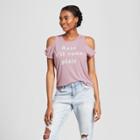 Women's Rose S'il Vous Plait Cold Shoulder Graphic T-shirt - Grayson Threads (juniors') Purple