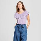 Women's Short Sleeve Off The Shoulder Marylin Ruffle Blouse - Alison Andrews Lilac (purple)