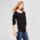 Women's Side Lace-up Colorblocked Sweater - Alison Andrews Black/white L,