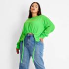 Women's Plus Size Long Sleeve Drawstring Blouse - Future Collective With Kahlana Barfield Brown Green