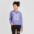 Mighty Fine Women's I'm Just Here For The Latkes Hooded Sweatshirt - Heather Blue