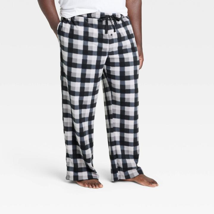 Men's Big & Tall Buffalo Plaid Microfleece Pajama Pants - Goodfellow & Co Black