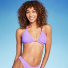 Women's Butterfly Charm Plisse Textured Triangle Bikini Top - Wild Fable Purple Xxs