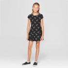 Girls' Short Sleeve Sloth Print Knit Dress - Cat & Jack Black