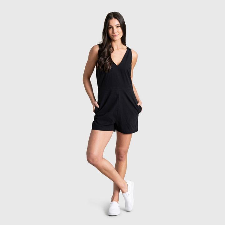 Women's United By Blue Organic V-neck Romper - Black