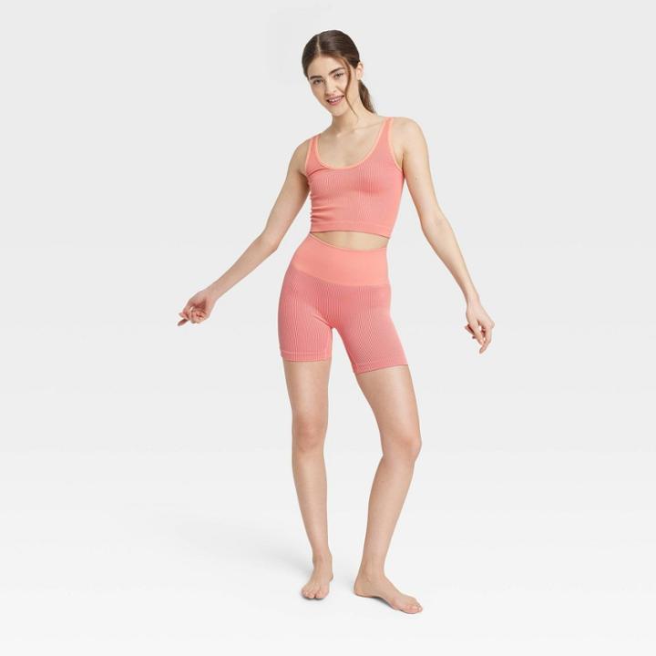 Women's Ribbed Seamless Reversible Tank Top - Colsie Coral Orange