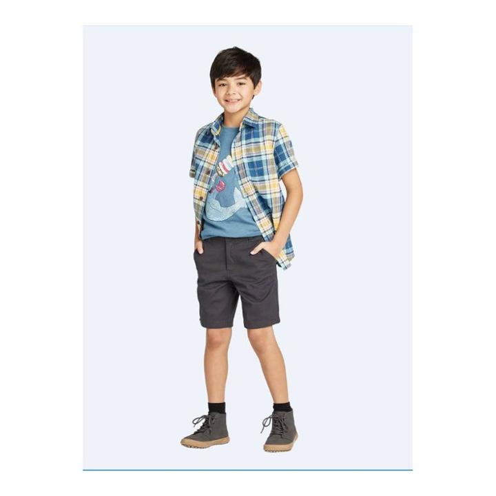 Oversizeboys' Stretch Flat Front Chino Shorts - Cat & Jack Gray 10 Husky, Boy's