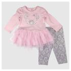 Baby Grand Signature Baby Girls' Panda Face Glitter Dress - Pink