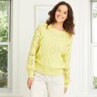 Women's Crewneck Cable Knit Pullover Sweater - Universal Thread Yellow