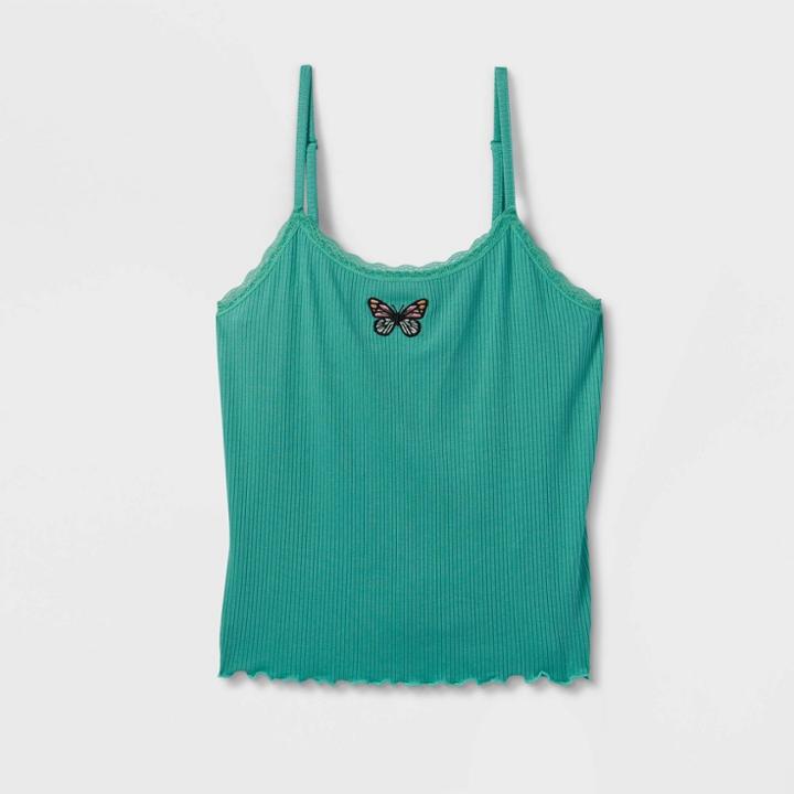 Girls' Lace Trim Cami - Art Class Teal