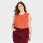 Women's Plus Size Crewneck Cable Knit Sweater Vest - Universal Thread Red