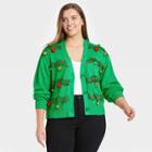 Iml Women's Plus Size Ugly Christmas Graphic Cardigan - Green