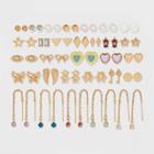 Wing And Butterfly With Crystal Threader Earring Set 30ct - Wild Fable , Nickel/grey