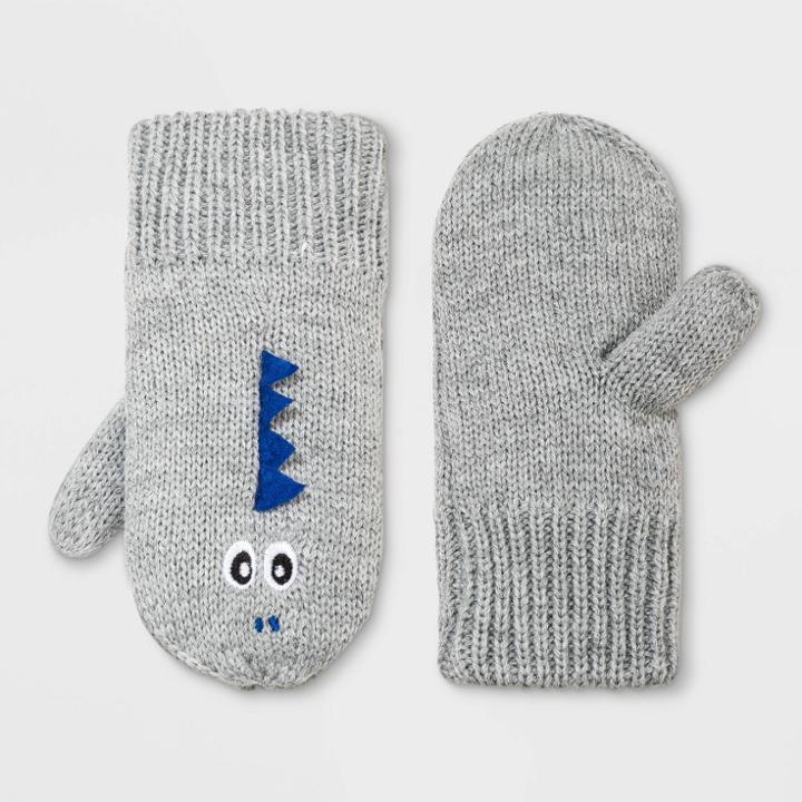 Toddler Boys' Dino Mitten - Cat & Jack Heather Gray 2t-5t, Gray/grey