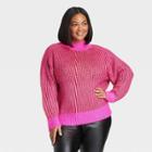 Women's Plus Size Mock Turtleneck Sweater - Ava & Viv Pink X