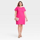 Women's Plus Size Short Sleeve T-shirt Dress - Ava & Viv Pink