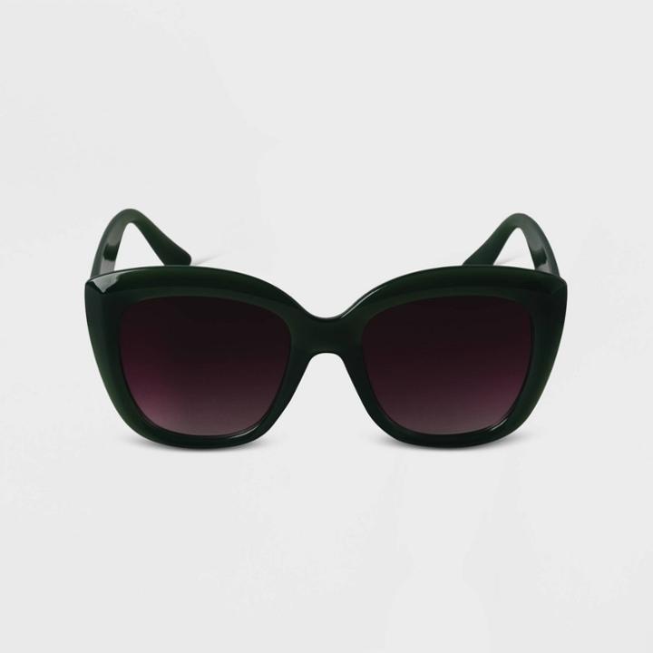 Women's Oversized Cat Eye Sunglasses - A New Day Green
