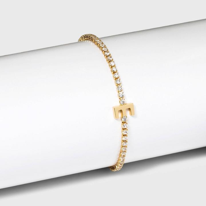 Gold Plated Cubic Zirconia Initial 'e' Tennis Bracelet - A New Day Gold