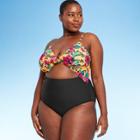Women's Plus Size Open Tie Halter One Piece Swimsuit - Sea Angel Mae Floral