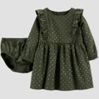 Baby Girls' Dot Ruffle Dress - Just One You Made By Carter's Olive Newborn, Green