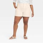 Women's Plus Size High-rise Shorts - A New Day Cream