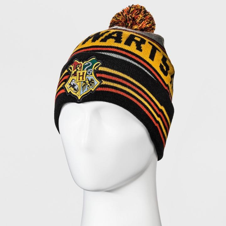 Men's Harry Potter Cuffed Knit Pom Beanie - Black