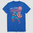 Men's Marvel Avengers Captain America Legendary Like Dad Short Sleeve Graphic T-shirt - Blue