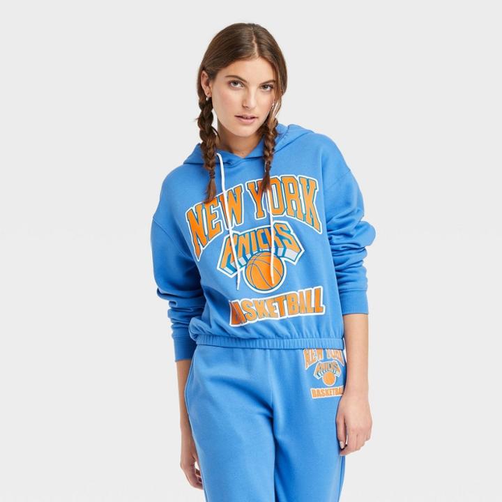 Women's Nba New York Knicks Hooded Graphic Sweatshirt - Blue