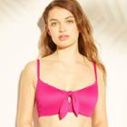 Women's Current Lightly Lined Bow Front Ribbed Bikini Top - Shade & Shore Magenta Pink